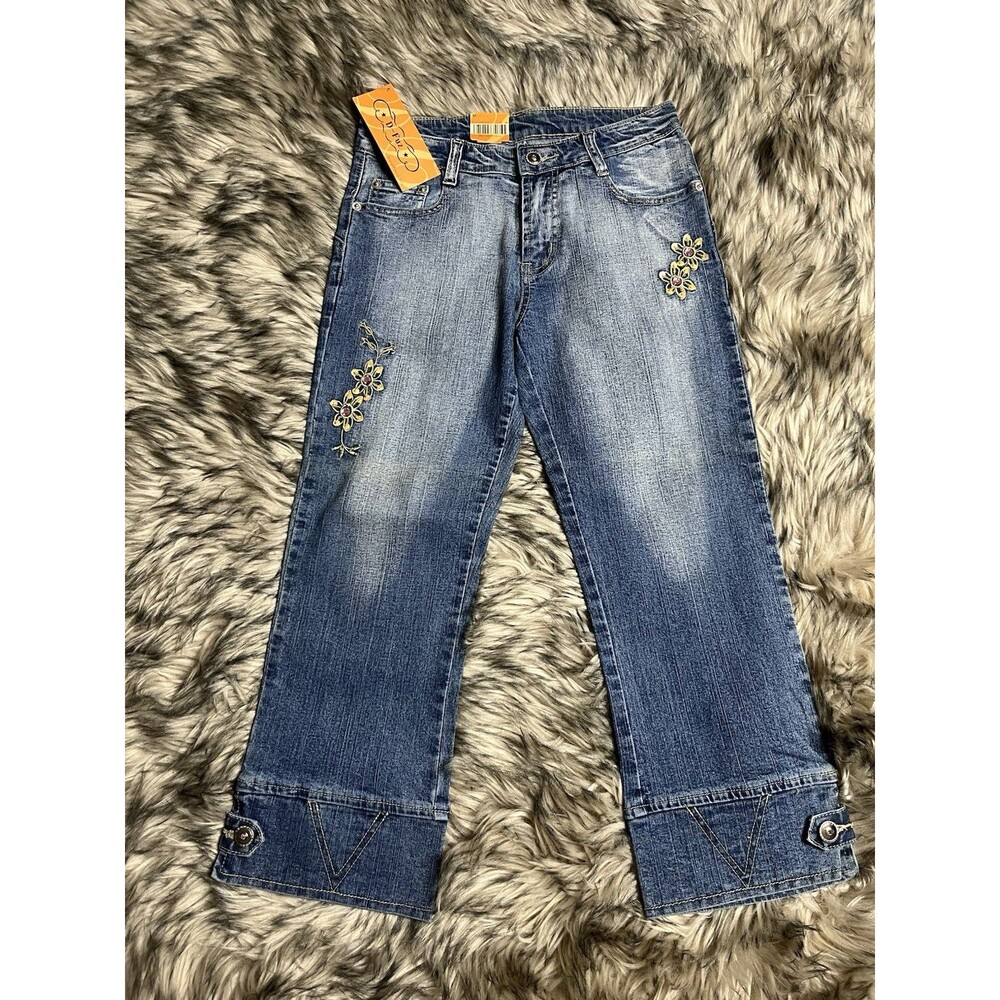 D Fuz Design Fusion Y2K Denim Capri Jeans Juniors Sz 7 Nwt